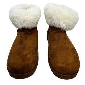 Cliffs Brown Suede Fur Lined Women's Ankle Boots